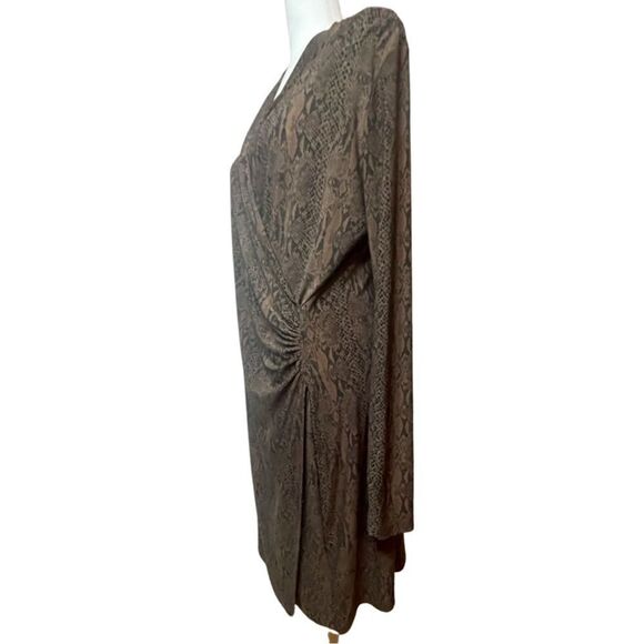 Norma Kamali Snake Print Long Sleeve Faux Wrap Dress Size Large - Picture 3 of 11